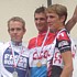 The podium of the elite road-race at the 2005 National Championships: Kim Kirchen, Frank Schleck, Andy Schleck